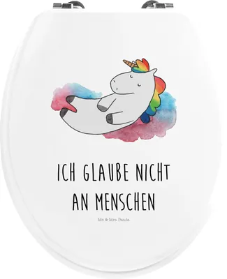 Produktbild von Mr. & Mrs. Panda WC Sitz Einhorn Wolke 7 - Weiß - Geschenk, Unicorn, Deckel, Menschen, Lustig, Toilettendeckel, Brille, Klodeckel, Lächeln, klo, WC-Sitz, Einhörner