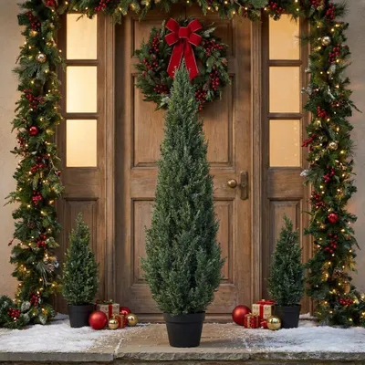 Produktbild von Künstliche Zypresse Kunstbaum 152 cm 1 Stück Zypressenbaum Kunstpflanze Deko Innen Außen