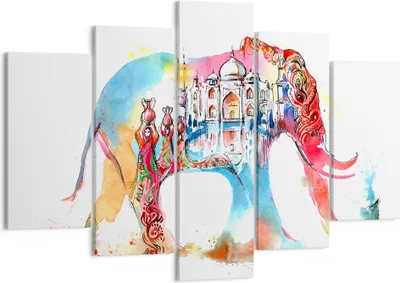 Produktbild von Bild auf Leinwand - Leinwandbild - Elefant Indien ethnisch Kultur - 150x100cm - Wand Bild - Wanddeko - Leinwanddruck - Bilder - Kunstdruck - Leinwand bilder - Wandkunst - EA150x100-3037