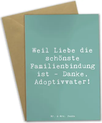 Produktbild von Mr. & Mrs. Panda Glückwunschkarte Spruch Danke Adoptivvater - Meeresbrise - Geschenk, Familie, Familienstruktur, Grußkarten, dankeskarten, Dankbarkeit, Grußkarte, Freude