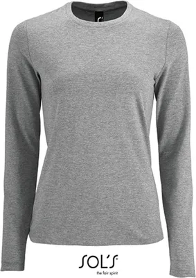 Image de SOLs 02075 | T-shirt manches longues femme Imperial - Couleur : Grey Melange - Taille : L