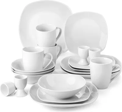 Produktbild von MALACASA, Serie Elisa, 40 teilig Set Porzellan Tafelservice Kombiservice Geschirrset mit Dessertteller, Speiseteller, Müslischalen, Eierbecher, Becher für 8 Personen