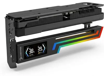 Produktbild von GAMEPOWER Heatsync ARGB GPU-Halterung CPU/GPU Temp.anzeige VGA Holder Schwarz