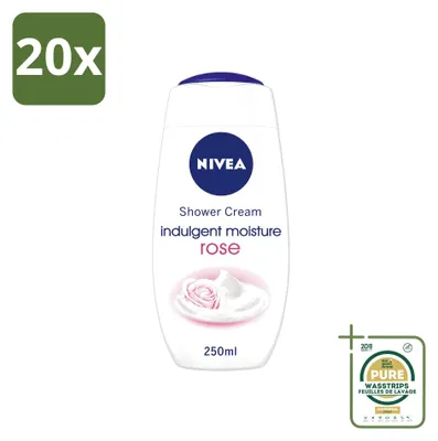 Immagine prodotto di 20 confezioni di crema doccia NIVEA Indulgent Moisture Rose, 250 ml ciascuna - confezione risparmio - 20 pezzi