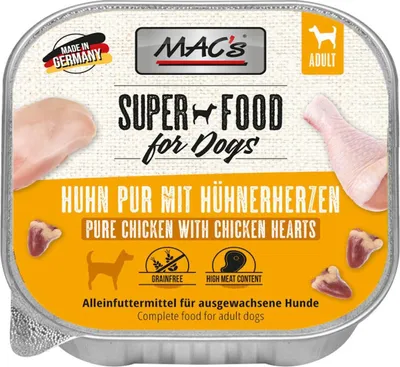 Image de MACs Dog poulet pur avec cœurs de volaille 150gx10