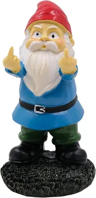 Productafbeelding van Tuinkabouter met middelvinger, hars, 30 cm, humoristische tuindecoratie voor buiten