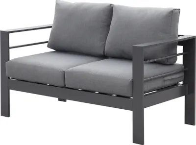 Produktbild von MeXo Gartenmöbel Aluminium, Sitzgruppe frei Kombination, (Zweisitzer-Sofa mit Kissen, Grau), Indoor Outdoor Balkon Garten Terrasse Aluminiumrahmen