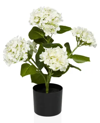 Image de Hortensia artificiel en pot, plante ornementale de 52 cm, buisson d'hortensia, fleur d'hortensia artificielle