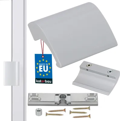 Produktbild von KOTARBAU Balkontürschnapper Balkontürgriff Aluminium Silber Terrassentürgriff Balkongriff Sicher Raucher Türoptik Schließen Griffmuschel Universal Ziehgriff