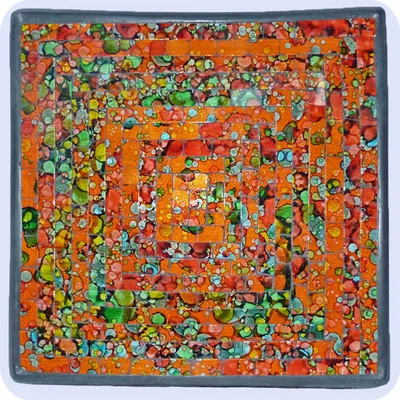 Produktbild von Mosaikschale Tonschale Glasschale Dekoschale Mosaik Kunsthandwerk Glassteine Deko Quadrat bunt groß, orange