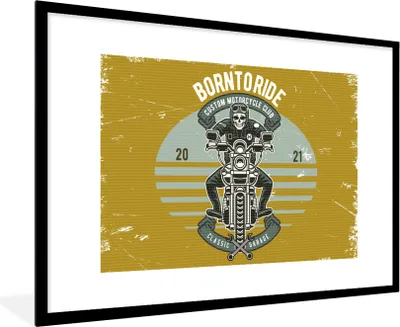 Produktbild von MuchoWow® MuchoWow® Gerahmtes Poster Mancave - Motor - Skelett - Vintage 90x60 cm - Poster mit zchwarzem Bilderrahmen - Wanddekoration - Fotos
