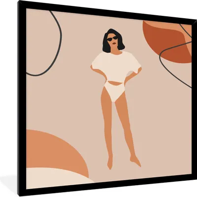 Produktbild von MuchoWow® Gerahmtes Poster Sommer - Frau - Abstrakt 40x40 cm - Poster mit Schwarzem Bilderrahmen Wandposter Rahmen Foto Bilder - Mit Rahmen - Wanddekoration Schlafzimmer