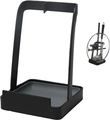 Produktbild von Topfdeckelhalter, Löffelhalter, Edelstahl, schwarz, für Kochgeschirr