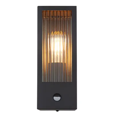 Produktbild von LED Außen Wandleuchte, schwarz, Glas, Bewegungsmelder, H 32 cm