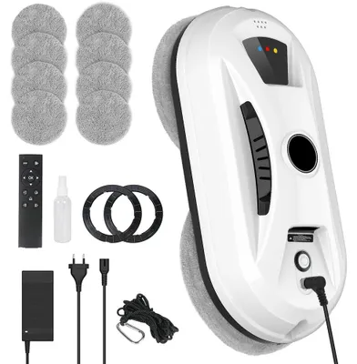 Image de Robot nettoyeur de vitres - Nettoyeur de vitres électrique - Télécommande - Prise européenne - 220–240 V - Blanc