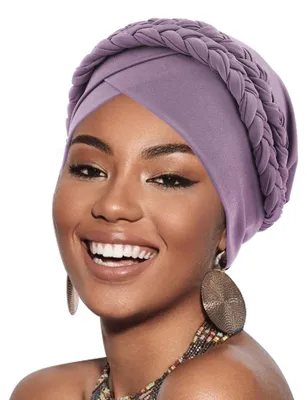 Immagine prodotto di Turbante da donna, berretto intrecciato, cuffia, sciarpa per capelli, colore viola
