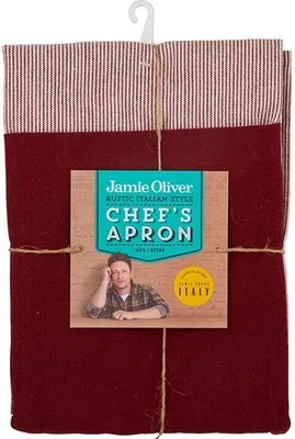 Immagine prodotto di Jamie Oliver Grembiule da cucina rustico italiano, grembiule, grembiule da cucina, tessile da cucina, cotone, rosso Chianti, 70 x 80 cm, 556947