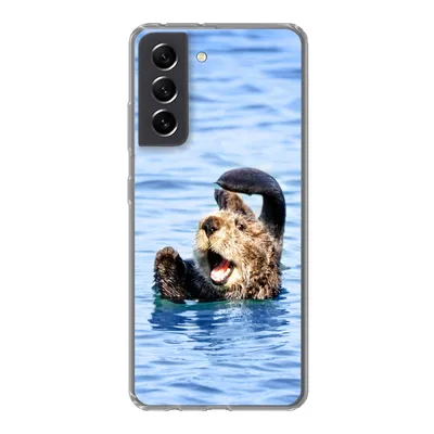 Produktbild von MuchoWow® Handyhülle Schutzhülle Hülle für Samsung Galaxy S21 FE Seeotter - Lustig - Wasser - Kinder - Jungen - Mädchen - Kind Silikon Softcase Handy Hülle - Mobiltelefonhülle