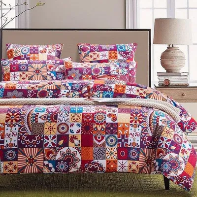 Produktbild von Famanu Bettwäsche Bohemian 220 x 240 cm - Mandala, Lila, Rot, Bunt