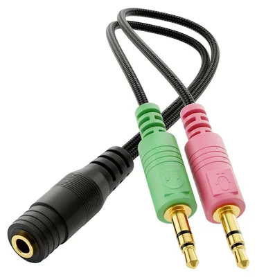 Produktbild von deleyCON 20cm Headset PC Laptop Adapter, 3,5mm CTIA TRRS
