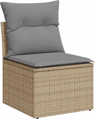 Produktbild von vidaXL Gartensofa ohne Armlehnen mit Kissen Beige Poly Rattan