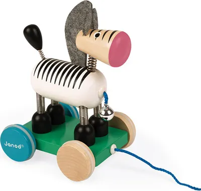 Produktbild von Janod J08238 Zigolos Nachziehtier aus Holz, Zebra