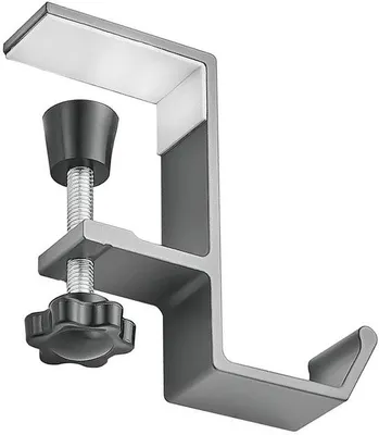 Produktbild von Unyqoos® Verstellbarer, platzsparender Kopfhörerhalter für Schreibtisch – Klemme 1–4,5 cm, klappbarer Haken für Headsets und Accessoires, rutschfeste Gummipads