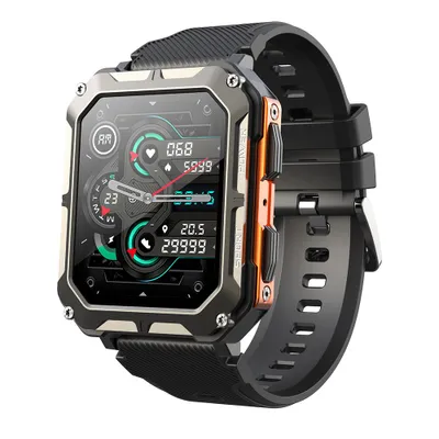 Produktbild von Smartwatch für Männer mit Blutdruckmessung (Anruf annehmen/tätigen), robuste taktische Smartwatch für Android und iPhone, 10 ATM wasserdichter