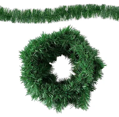 Obrázok produktu pre Vianočná girlanda, 10 metrov, zelená, umelá, hustá, vhodná na vnútorné aj vonkajšie použitie