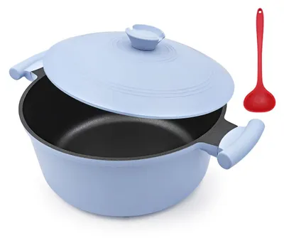 Dutch Oven 5 Qt mit Deckel, Antihaft, Blau, Induktion geeignet