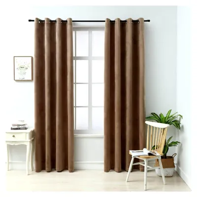 Produktbild von Verdunkelungsvorhänge mit Ringen, Samt, Beige, 140 x 175 cm, 2 Stück
