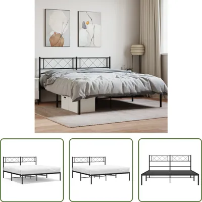 Produktbild von The Living Store Bettgestell mit Kopfteil Metall Schwarz 140x200 cm