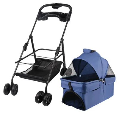 Productafbeelding van Huisdierenbuggy, duurzaam materiaal, veiligheidsvoorzieningen, blauw