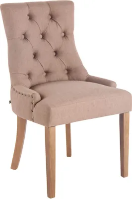 Produktbild von CLP Esszimmerstuhl Aberdeen Stoff mit Gestell aus Kautschukholz und Sitzhöhe von 50 cm taupe Gestell Farbe antik-hell