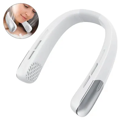 Produktbild von Bladeless Nackenventilator USB-C Wiederaufladbar, LED Display, 100 Stufen, 360° Luftstrom, Tragbarer Halsventilator für Reisen & Büro
