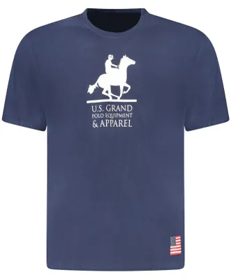 Immagine prodotto di T-shirt da uomo a maniche corte blu con scollo rotondo e logo stampato