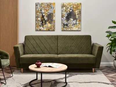 Zdjęcie produktu dla Sofa ze schowkiem ZUHURA - zielony / buk