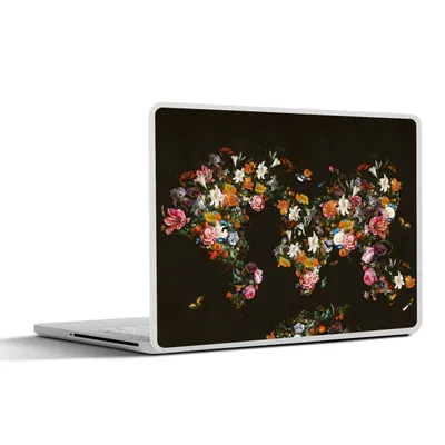 Produktbild von MuchoWow® Laptop Aufkleber Sticker Cover Weltkarte - Blumen - Insekten 30x21 cm - Sticker für Laptop - Selbstklebend