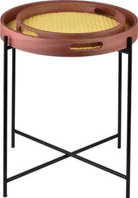 Obrázok produktu pre Konferenčný stolík z kovu Lammy LAMMY 38x38x48 cm + podnos Ø30 cm, neutrálna farba, sada 2 ks