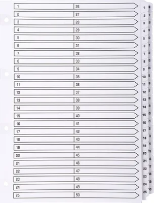 Produktbild von Exacompta 4x Register 50 Taben von 1 bis 50 A4 Weiß MWD1-50Z