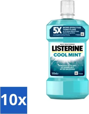 Produktbild von Listerine Mundwasser - Cool Mint - Erfrischend - 500 ml - Vorteilspack - 10 Stücke