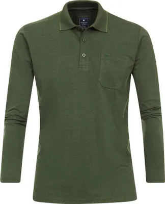 Produktbild von REDMOND Casual Herren Polo-Shirt Langarm Regular-Fit Jersey Grün XXL