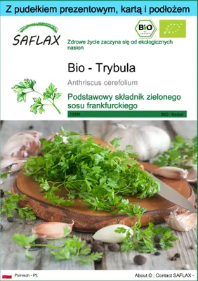 Zdjęcie produktu dla SAFLAX - Zestaw prezentowy - Bio - Trybula - 800 Nasiona - Z pudełkiem upominkowym, etykietą wysyłkową, kartą podarunkową i podłożem uprawowym - Anthriscus cerefolium