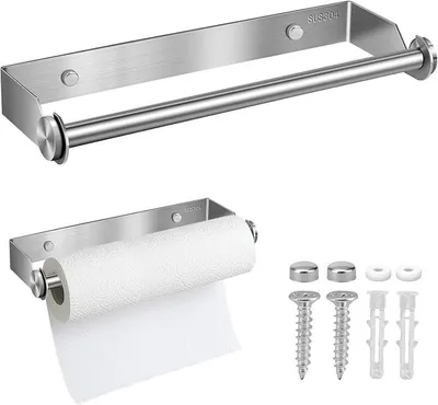 Produktbild von PolkaHome® Küchenrollenhalter Wand, 28 cm Küchenrollenhalter Edelstahl, Küchenpapierhalter mit Schrauben, Papierrollenhalter für