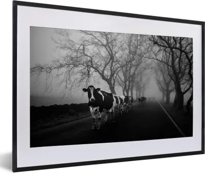 Produktbild von MuchoWow® MuchoWow® Gerahmtes Poster Reihe von Kühen 60x40 cm - Poster mit zchwarzem Bilderrahmen - Schlafzimmer - Plakat in Rahmen - Drucken