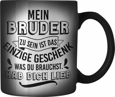 Produktbild von Trendation - Geschenk an Schwester Bruder Farbwechsel Zauber-Tasse Geschenkidee Geburtstag Lustiger Spruch Karabiner Farbwechsel Zauber-Tasse Edelstahl (Schwarz)