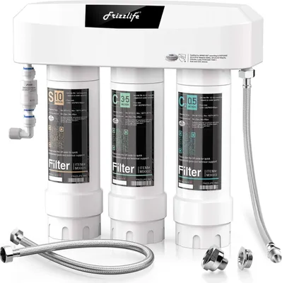 Immagine prodotto di Sistema di filtraggio dell'acqua da sottobanco - Trattamento dell'acqua - Filtra il 99,99% delle impurità - 1 pezzo - Bianco - Blocco di carbone - 0,5 micron