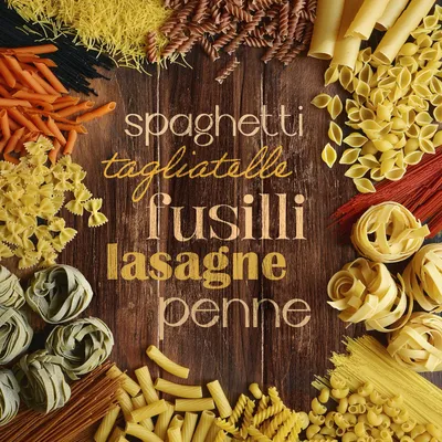 Produktbild von Glasbild GLASSPIK PASTA 30 x 30 cm – Modernes Küchenbild mit Pasta-Motiv
