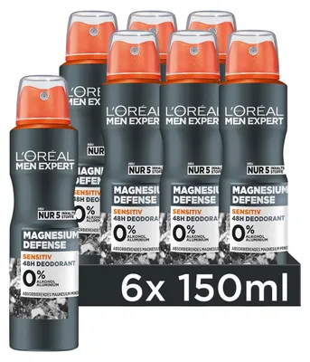 Image de Déodorant spray anti-transpirant - 150 ml - Sans alcool - Protection 24 h - Lot de 6