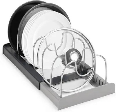 Produktbild von Edelstahl Organizer für 6 Töpfe, Küchenablage, Servierhilfe, silber, kompakt